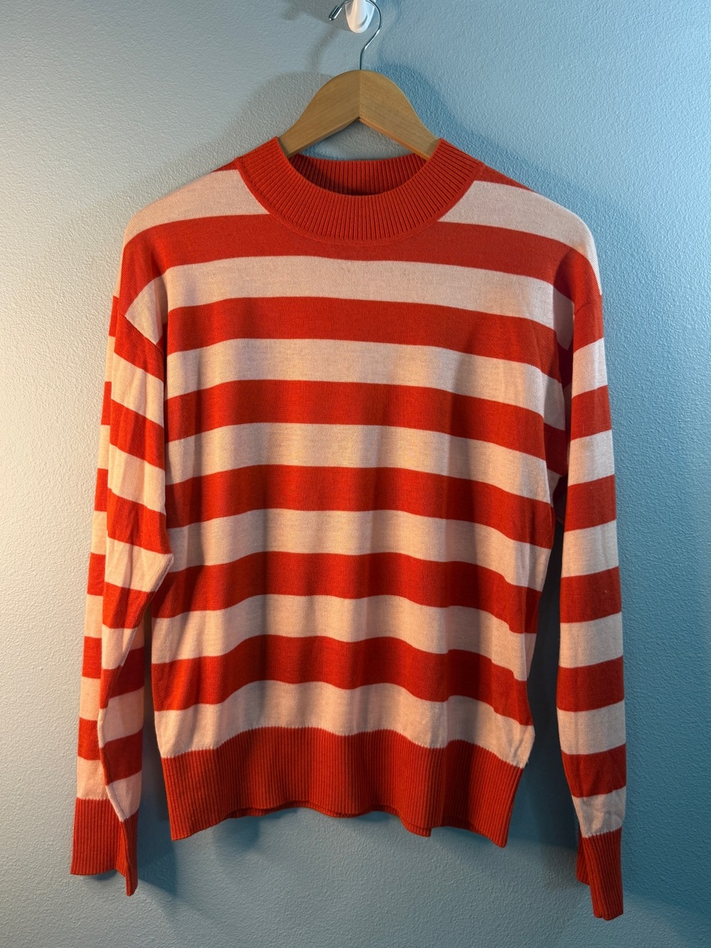 Scotch & Soda Orange & Cream Striped Sweater Women’s M Wool Blend Crewneck